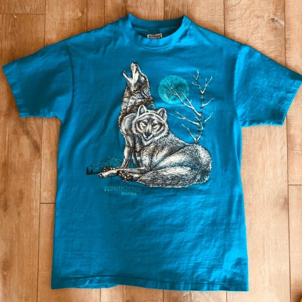 Vintage 80's Wolves Howling Shirt | Tombstone AZ